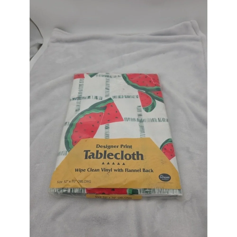 Vtg Watermelon Slices Tablecloth Summer Camping Party Picnic 52x70 Flannel Back